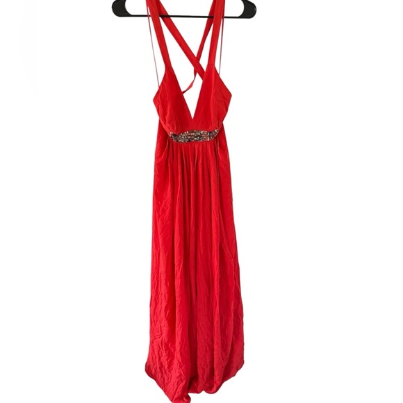 Tibi NEW Jeweled Red Orange Silk Gown - Picture 2 of 11